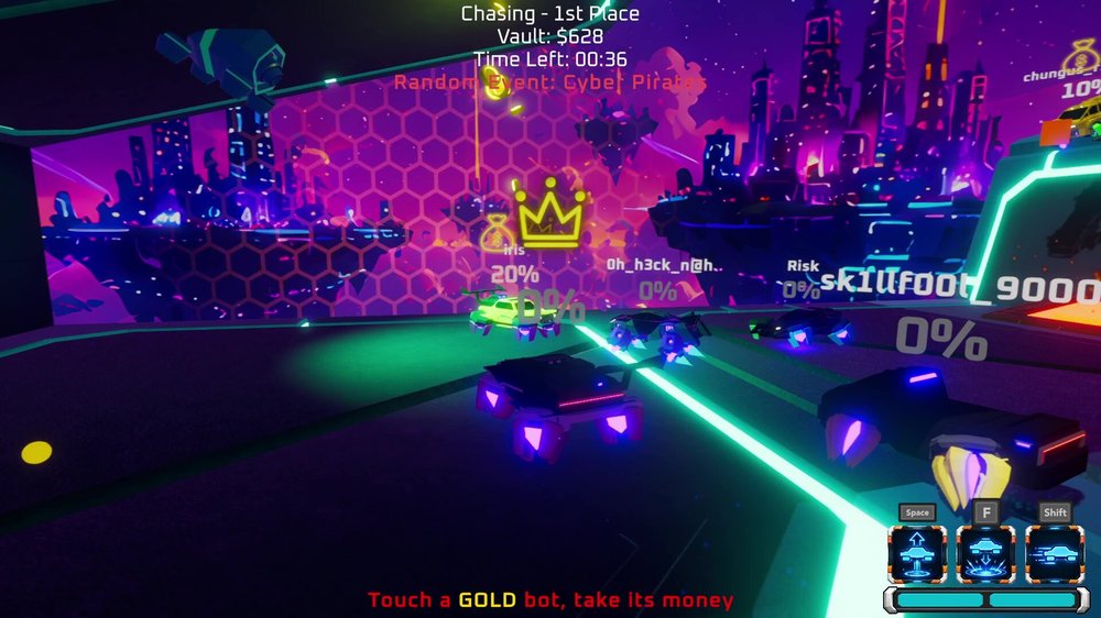 Hold The Bag. Touch a gold bot and its money is yours.